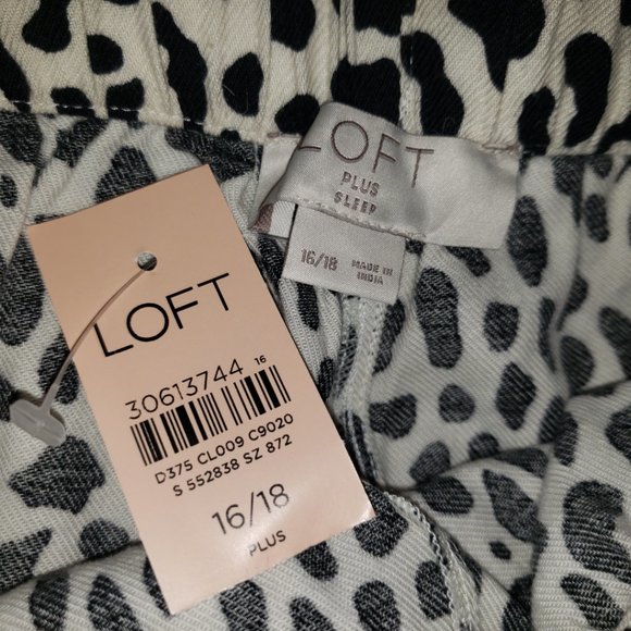 NEW Loft 16/18 Cream Black Animal Pajama Shorts - Picture 6 of 7